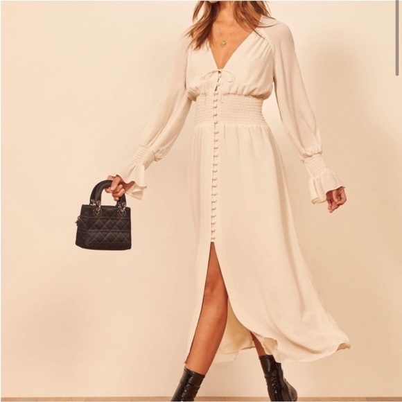 NWT Reformation Fia Cream Maxi Dress Women’s Size 6 - Picture 4 of 15